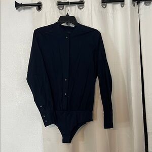 Navy Blue Button Down Bodysuit